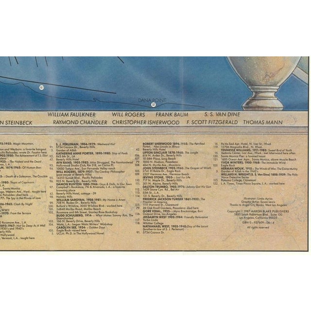 Vintage Literary Map of Los Angeles by Linda Ayriss, 1987 For Sale - Image 9 of 13