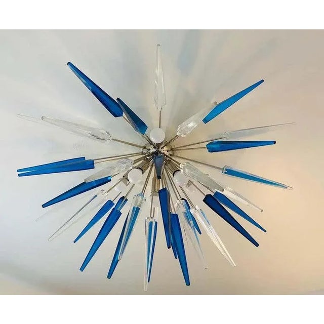 Blue French Exploding Fireworks Flush Pendant Light For Sale - Image 8 of 13