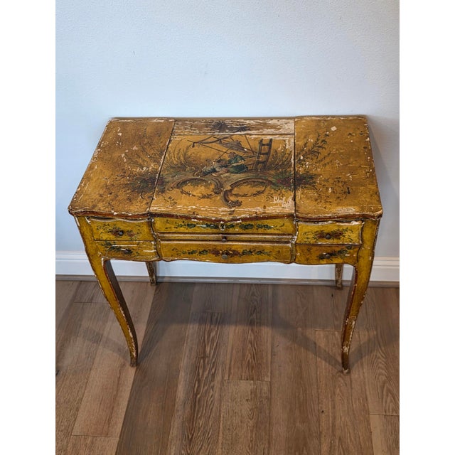 18th C. Italian Chinoiserie Venetian Louis XV Period Antique Polychrome Painted Dressing Table Console For Sale - Image 18 of 18