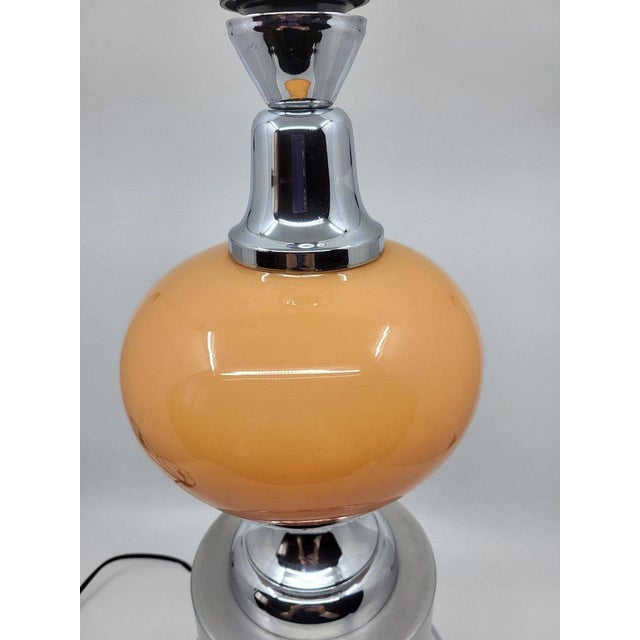 French Globe Table Lamp in Orange Opaline and Chrome Base, 1970s For Sale - Image 6 of 18