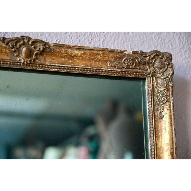 Wood Antique Patinated Gilded Beveled Mirror, 1814 For Sale - Image 7 of 11