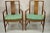 Mid Century Modern Walnut Curved Angled Back Dining Arm Chairs - a Pair. Item features sleek curved back rails, angled...
