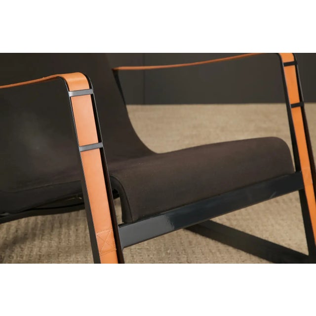 Black 'Cité' Leather and Steel Lounge Chair by Jean Prouvé for Vitra, Signed For Sale - Image 8 of 16