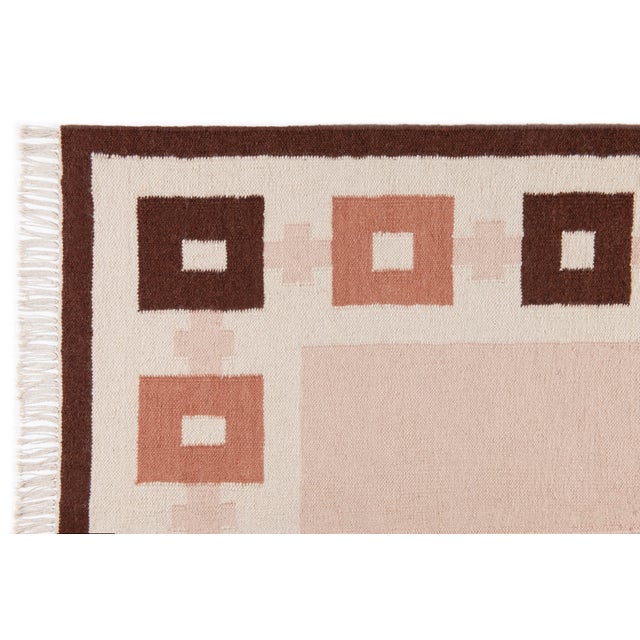 Part & Parcel Goods Wool Chain Rug 5' x 8', Bisque, Topaz, Chocolate and Eggshell For Sale - Image 4 of 6