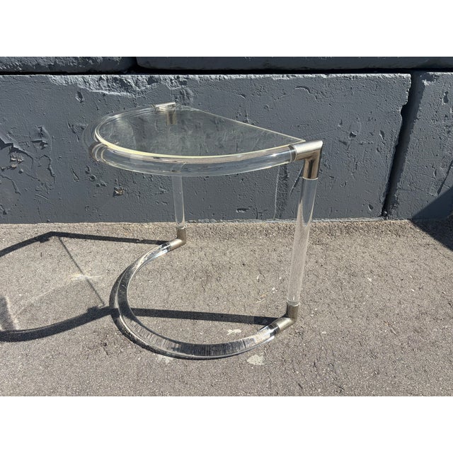 Charles Hollis Jones 1980s Lucite Side Table For Sale - Image 4 of 6