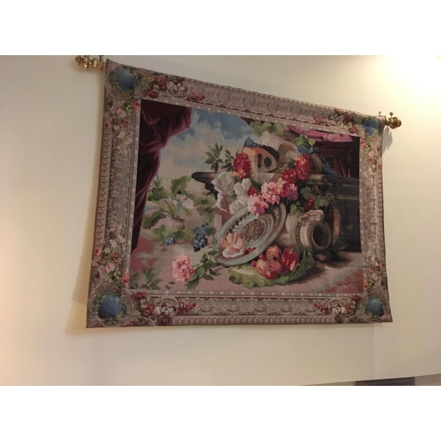 Textile Belgium Tapestry Still Life For Sale - Image 7 of 11