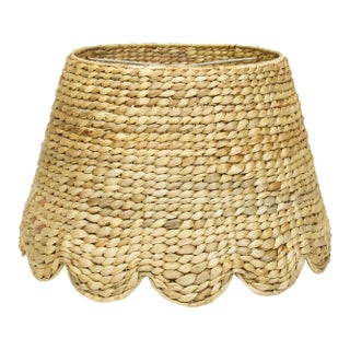 Scalloped Lamp Shade in Water Hyacinth, 18" For Sale