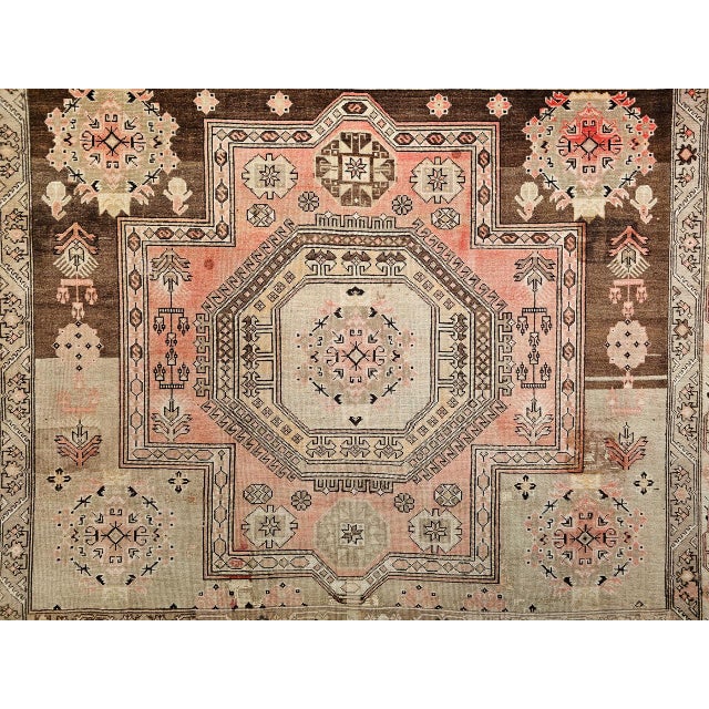 Antique Turkish Oushak Rug, Hand-Knotted Wool Pile, Mamluk Design, 6' x 7' For Sale - Image 11 of 16