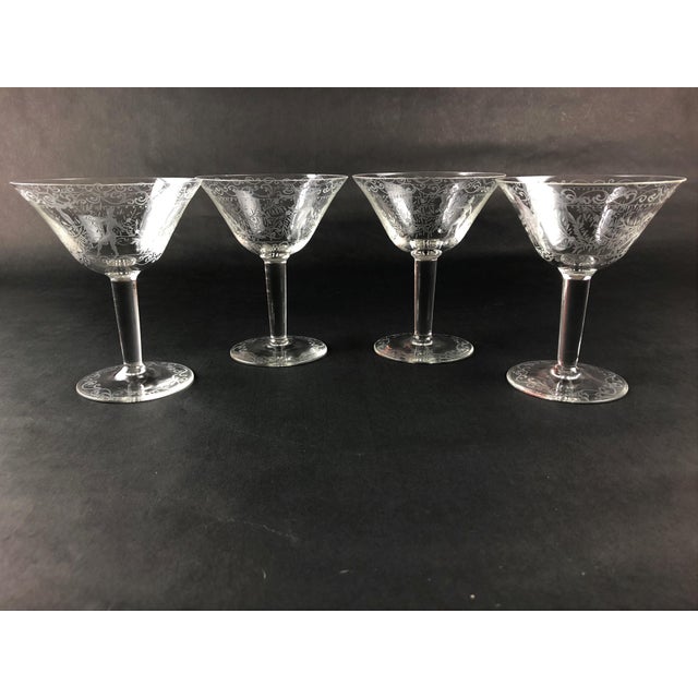 Antique Copper Etched Crystal Nudes Cocktail Glasses - Set ...