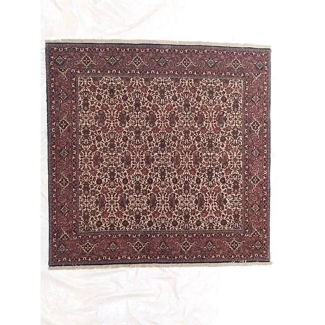 This master piece is a wool pile genuine hand made exceptionally fine square Persian Bijar carpet