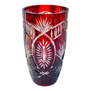 Antique Handblown Ruby Crystal-Cut Vase