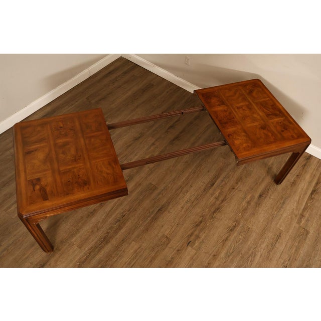 Brown Drexel Heritage Sketchbook Collection Burl Wood Parsons Extendable Dining Table For Sale - Image 8 of 18
