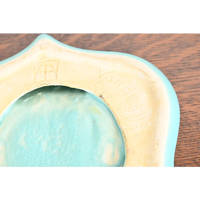 Van Briggle Arts & Crafts Turquoise Glazed Ceramic Tray or Catchall For Sale - Image 9 of 12