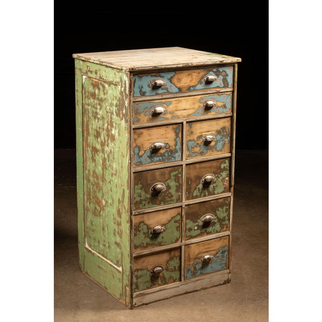 Rustic Early Pine Dresser with Distressed Paint For Sale - Image 3 of 10