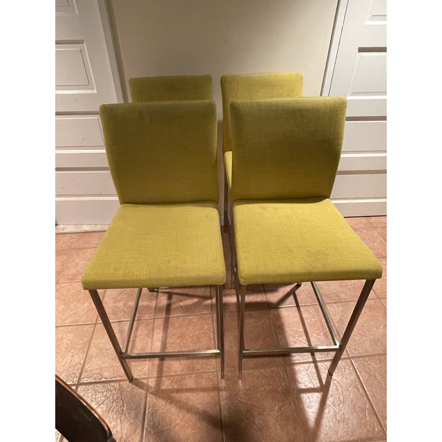 Set of 4 Trica Mancini Counter Stools in Knoll Fabric Chairish