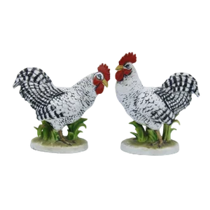 Vintage Farmhouse Black and White Ceramic Chickens