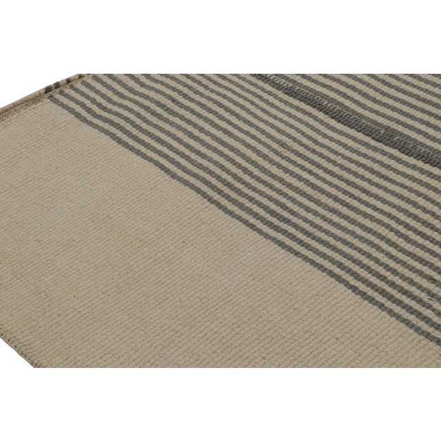 2010s Rug & Kilim’s Contemporary Kilim, With Vertical Stripes in Beige and Brown For Sale - Image 5 of 7