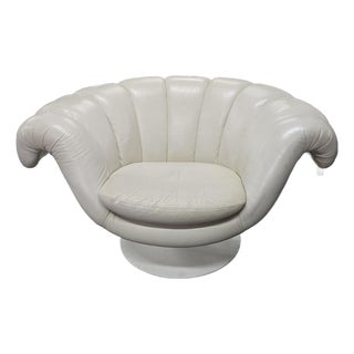 VIntage Leather Swivel Lounger by Maurice Villency Ny For Sale