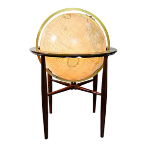 Replogle "Finley" Illuminated Floor Globe on Mahogany Stand Electric
