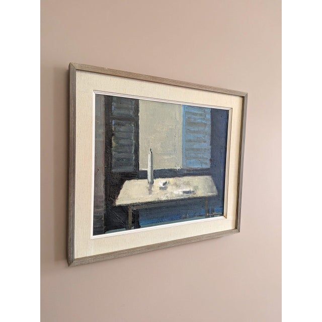 Mid-Century Modern 1959 Mid-Century Modern 'A Moment of Quiet' Vintage Swedish Interior Still Life Oil Painting, Framed For Sale - Image 3 of 10
