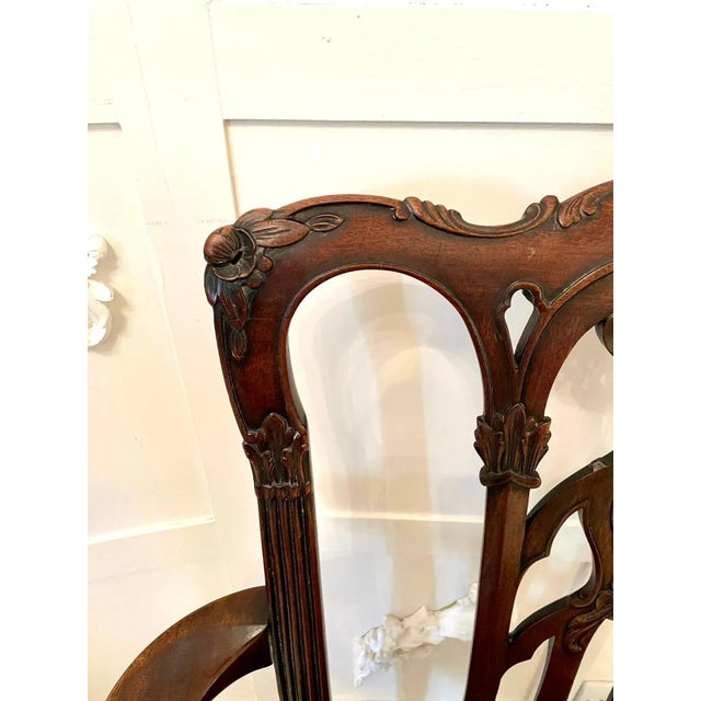 Antique Victorian Carved Mahogany Desk Chair For Sale - Image 11 of 16