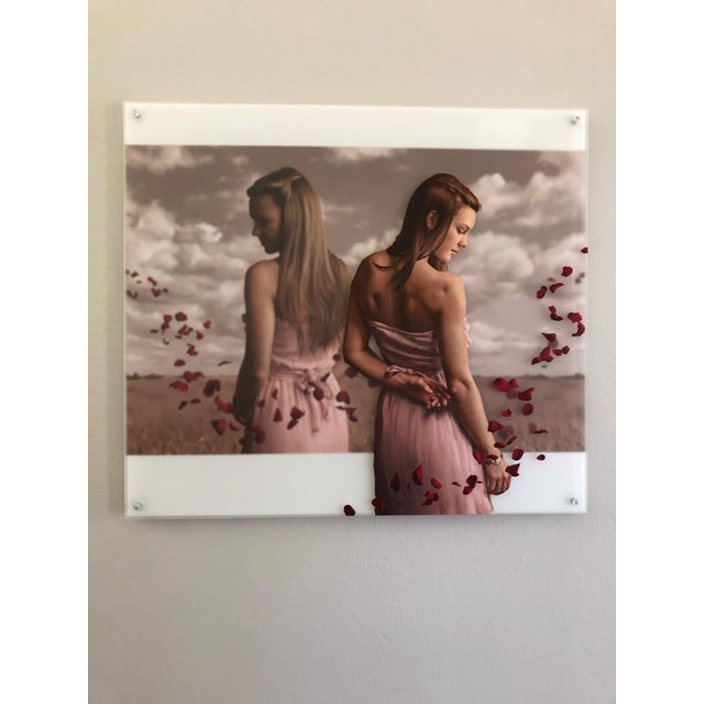 Contemporary Duality by Beth Sistrunk | Oil on two translucent acrylic panels Two women in a field with petals. For Sale - Image 3 of 5