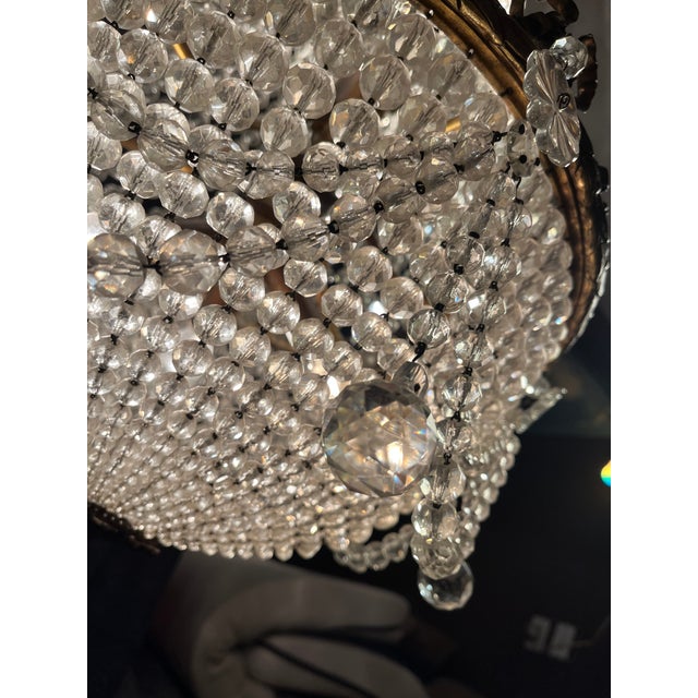 19th Century French Empire Crystal Basket Chandelier For Sale In Boston - Image 6 of 15