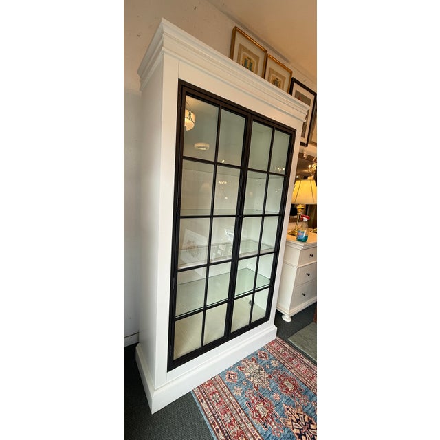 Traditional Ballard Designs Delano Glass Door Cabinet For Sale - Image 3 of 12