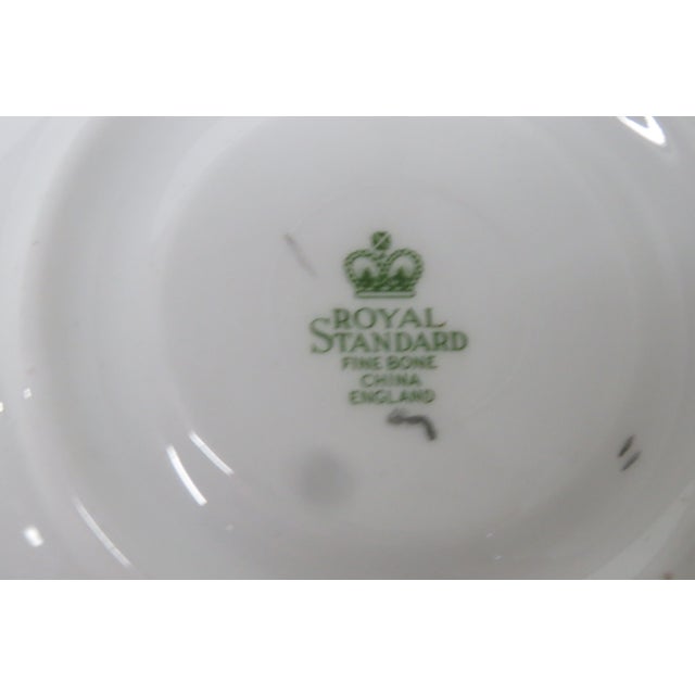 Ceramic Late 20th Century Royal Standard Fine Bone China Teacup Red and Gold Filigree 4506b For Sale - Image 7 of 12