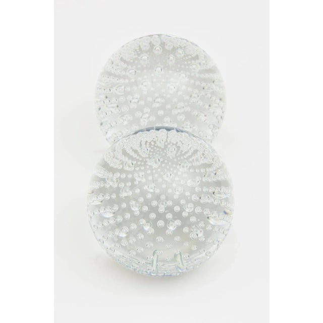 Vintage Large Bullecante Bubble Infinity Clear Glass Balls or Bookends Pair Of For Sale - Image 4 of 11