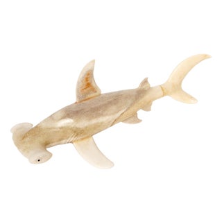 Land Meets Sea: Hand-Carved Moose Antler Hammerhead Shark For Sale