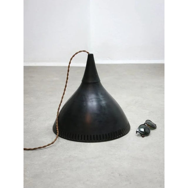 Vintage Italian Black Metal Pendant Lamp For Sale - Image 11 of 13