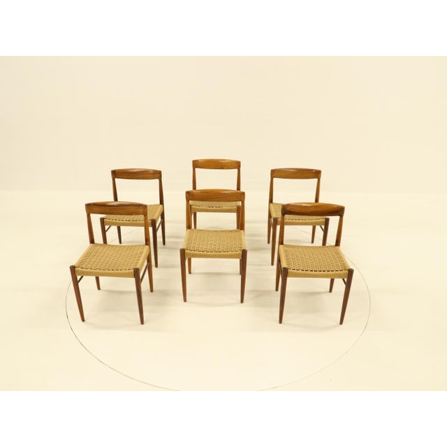 Set of 6 Rosewood Dining Chairs by H.W.Klein for Bramin. Produced in Denmark 1960s. Frame and backrest in rosewood,...