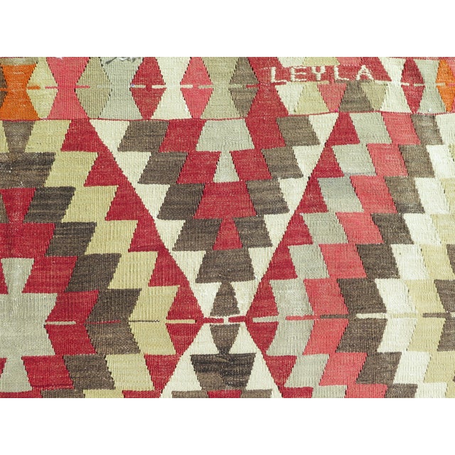Mid 20th Century Vintage Authentic Turkish Kilim Handmade Boho Area Rug For Sale - Image 9 of 11