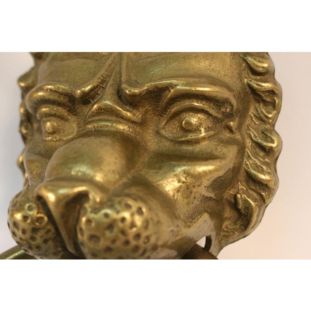 Vintage Door Knocker Lion Head in Brass, 1950s For Sale - Image 6 of 18