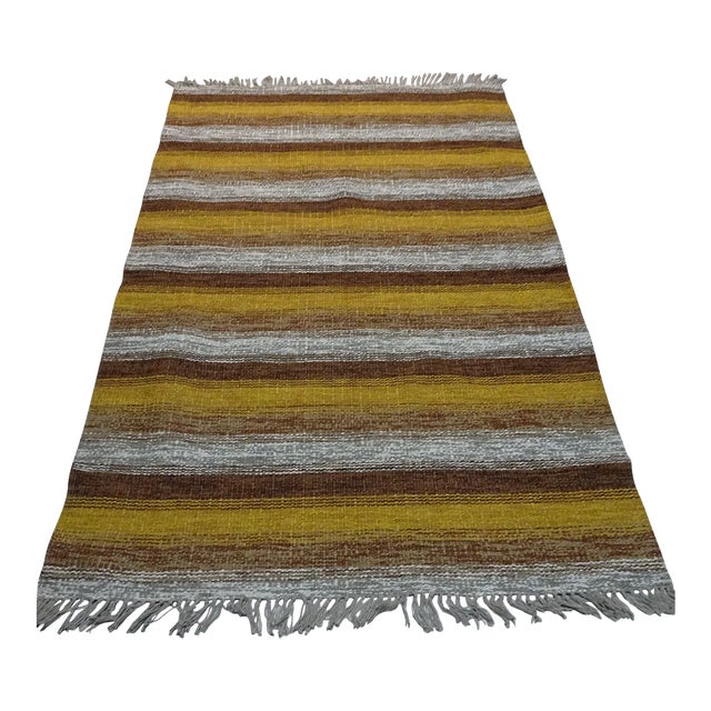 Rag Rug Swedish Mid Century Vinyl For Sale