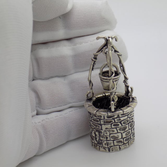 Charming and finely crafted vintage Italian silver miniature depicting a traditional water well, handmade with great...