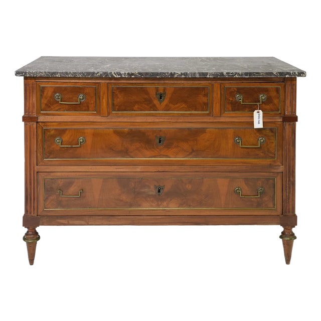 French Louis XVI Style Commode / Chest With Black Marble, Early 1800's For Sale