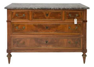 French Louis XVI Style Commode / Chest With Black Marble, Early 1800's