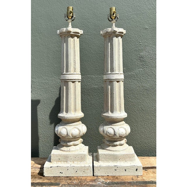 Vintage Cast Iron Column Lamps - A Pair For Sale In West Palm - Image 6 of 12