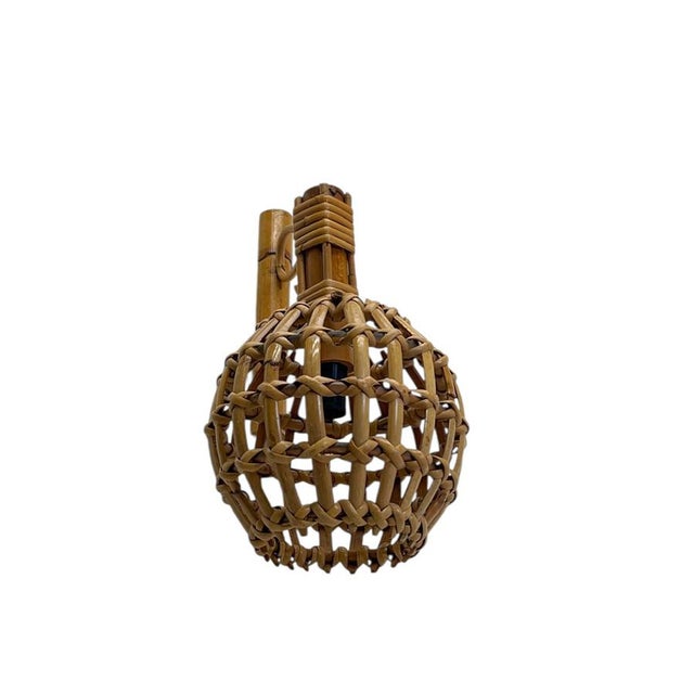 Bamboo and Rattan Wall Lamp in the style of Louis Sognot, 1960s For Sale - Image 6 of 10