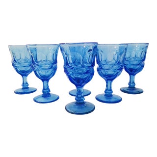1970s Fostoria Argus Blue Goblets, Set of 6 For Sale