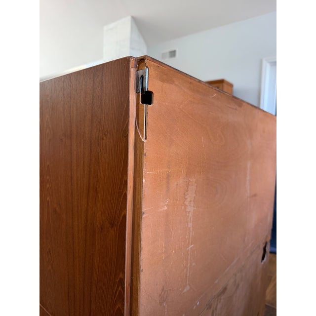 1970s Danish Modern Teak Modular Wall Unit Cabinet With Tambour Doors & Flat File Drawers For Sale - Image 16 of 18