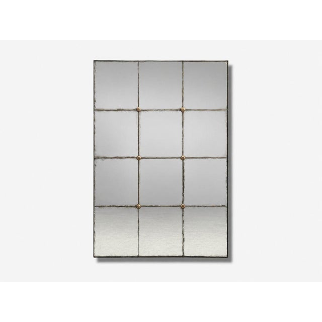 Baroque Baroque Style, Rectangular Silver Wall Mirror, Eglomise Glass, Stained Wood For Sale - Image 3 of 9