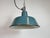 Metal Industrial Petrol Enamel Factory Lamp with Cast Iron Top, 1960s For Sale - Image 7 of 18