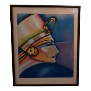 David Croland 1975 Mixed Media, Pastel on Paper, Framed