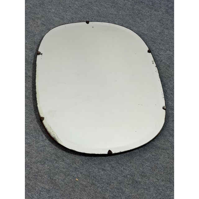 Vintage Wall Mirror with Metal Inserts, Italy, 1940s For Sale - Image 12 of 17