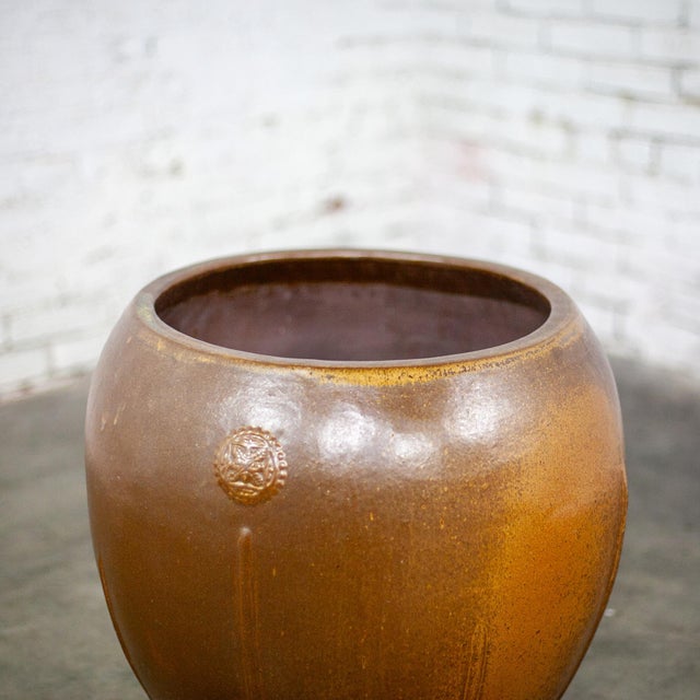 Late 20th Century Architectural Large Ceramic Pot or Planter Asian Me-Kong Style Glazed Made in Vietnam For Sale - Image 11 of 18