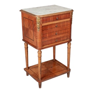 Louis XVI Style Marble Top Nightstand or Side Table For Sale