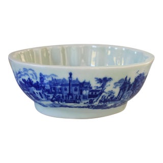 Vintage Victoria Ware Ironstone Flow Blue Bowl or Butter/Pudding Mold For Sale